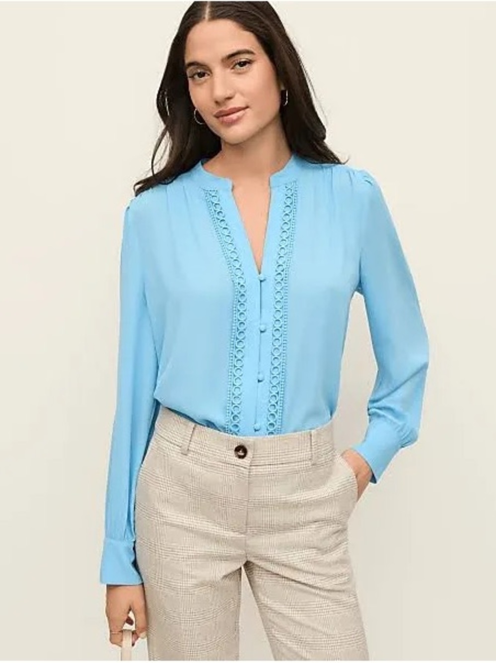 CREAM Women's Lace-Trim Blouse